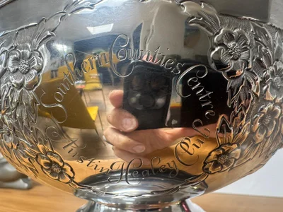 Raymonf Baxter Trophy, Reverse, Engraved detail: Southern Counties Centre Austin Healey Club